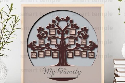 Intra απο ξύλο plywood 3mm-4mm πάχος - Family Tree 3d Shadowbox, Family Tree  Δίασταση 30x20 cm INTRAFABR-81179874