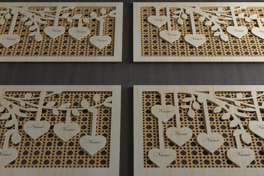 Σετ των 3 Intra απο ξύλο plywood 3mm-4mm πάχος - οικογενειακού δέντρου 113 Δίασταση 4x4 cm INTRAFABR-118028672