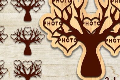 Σετ των 2 Intra απο ξύλο plywood 3mm-4mm πάχος - Οικογενειακό Δέντρο Laser Cut  Δίασταση 20x20 cm INTRAFABR-35351431