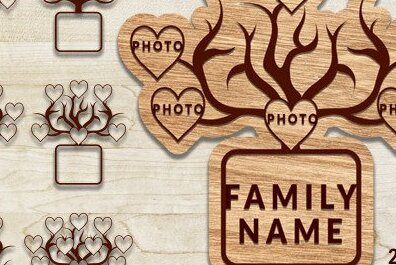 Σετ των 2 Intra απο ξύλο plywood 3mm-4mm πάχος - Οικογενειακό Δέντρο Laser Cut  Δίασταση 20x20 cm INTRAFABR-35351455