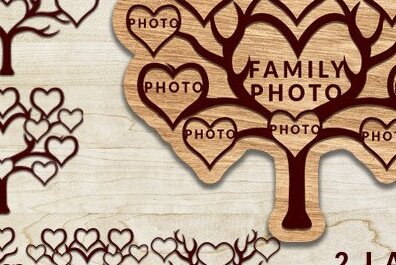 Σετ των 2 Intra απο ξύλο plywood 3mm-4mm πάχος - Οικογενειακό Δέντρο Laser Cut  Δίασταση 20x20 cm INTRAFABR-35375064