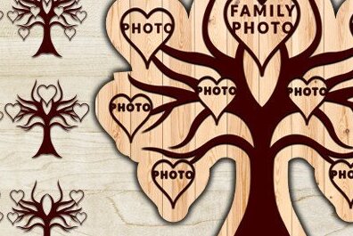 Σετ των 2 Intra απο ξύλο plywood 3mm-4mm πάχος - Οικογενειακό Δέντρο Laser Cut  Δίασταση 20x20 cm INTRAFABR-35351402