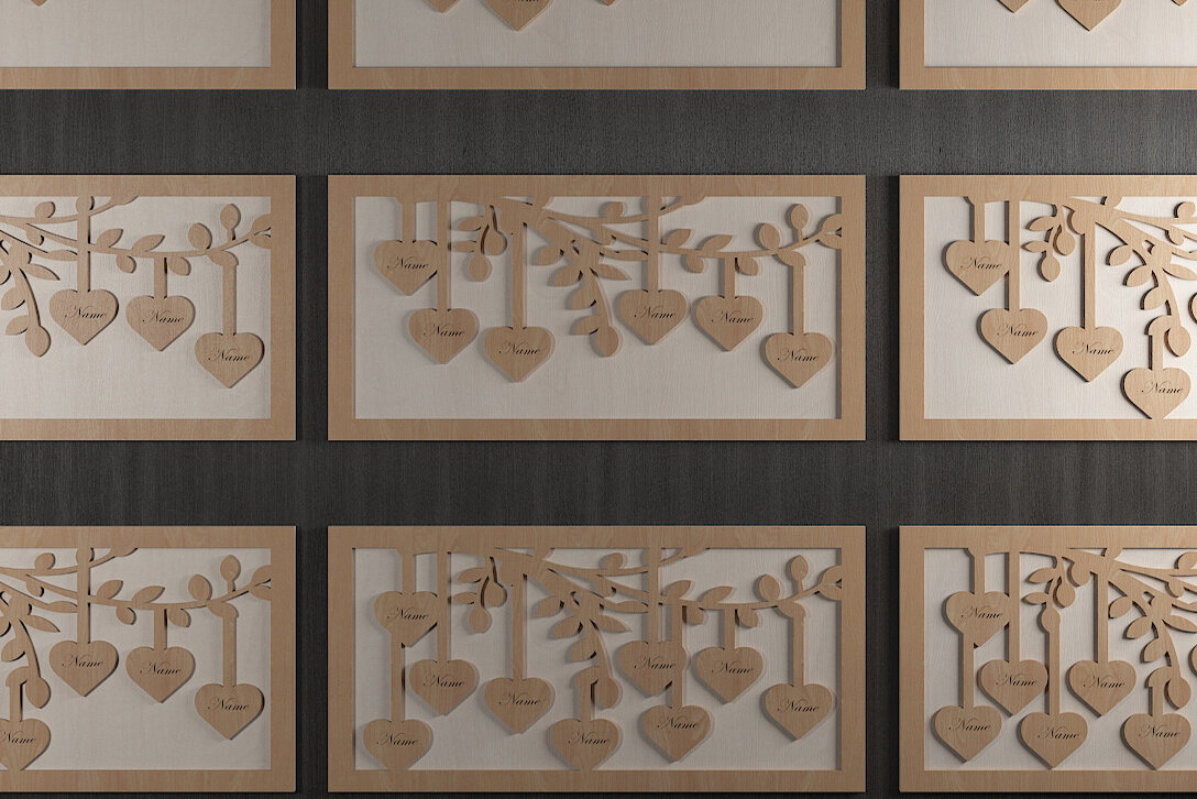 Σετ των 2 Intra απο ξύλο plywood 3mm-4mm πάχος - Family Tree File Laser Hanging Heart 308 Δίασταση 20x20 cm INTRAFABR-52679732