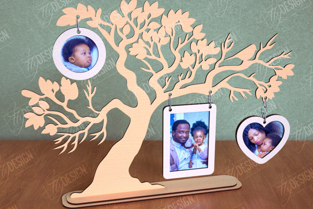 Σετ των 2 Intra απο ξύλο plywood 3mm-4mm πάχος - Κορνίζα Οικογενειακό Δέντρο | Διακόσμηση σπιτιού|CNC Δίασταση 20x25 cm INTRAFABR-113999338