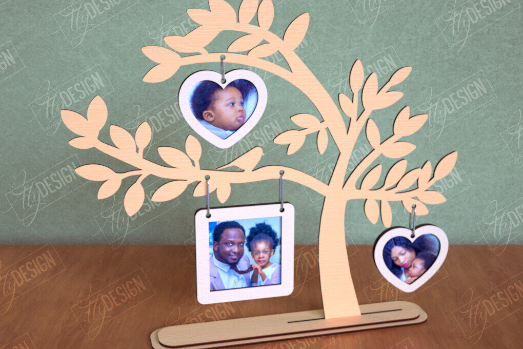 Σετ των 2 Intra απο ξύλο plywood 3mm-4mm πάχος - Κορνίζα Οικογενειακό Δέντρο | Διακόσμηση σπιτιού|CNC Δίασταση 20x25 cm INTRAFABR-113999341