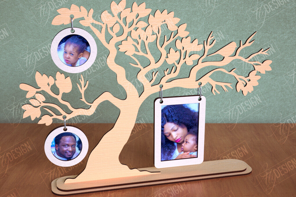 Σετ των 2 Intra απο ξύλο plywood 3mm-4mm πάχος - Κορνίζα Οικογενειακό Δέντρο | Διακόσμηση σπιτιού|CNC Δίασταση 20x25 cm INTRAFABR-113999339