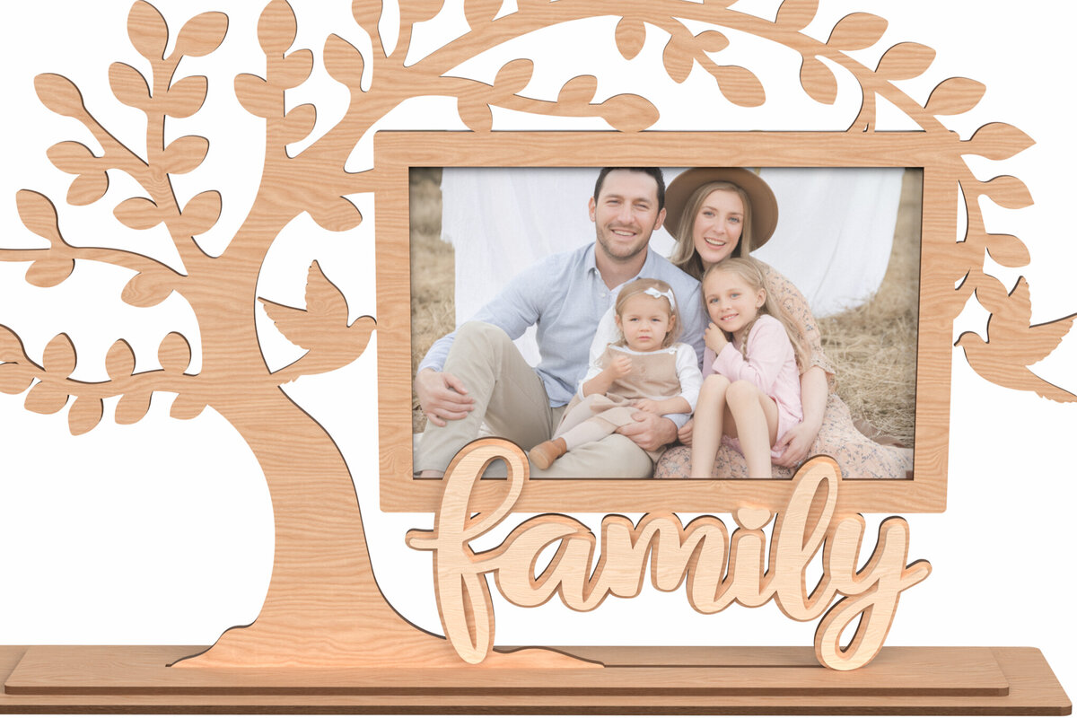 Σετ των 2 Intra απο ξύλο plywood 3mm-4mm πάχος -  με κορνίζα οικογενειακού δέντρου Δίασταση 20x25 cm INTRAFABR-117002299