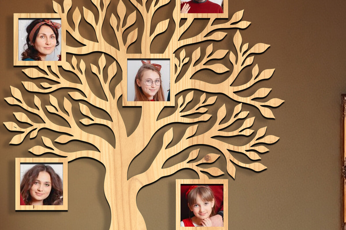 Σετ των 2 Intra απο ξύλο plywood 3mm-4mm πάχος - Οικογενειακό δέντρο Κορνίζα φωτογραφιών  Δίασταση 20x25 cm INTRAFABR-119465326