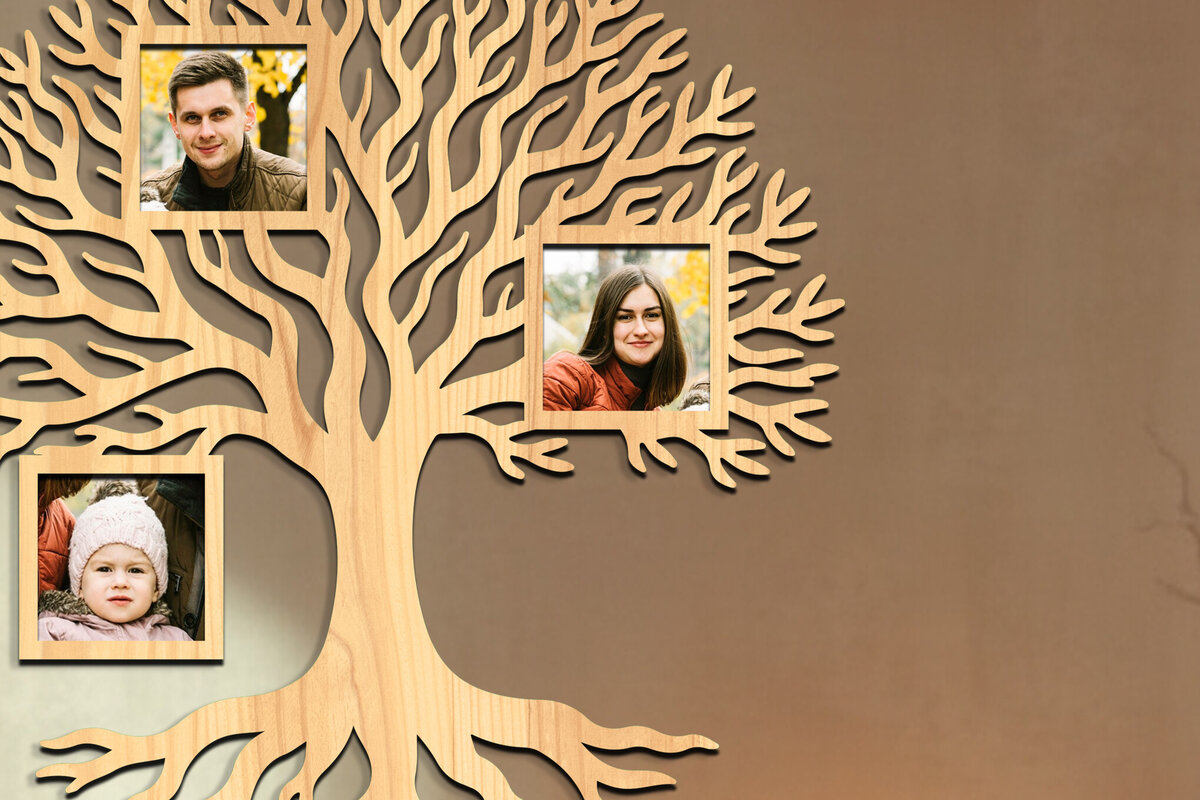 Σετ των 2 Intra απο ξύλο plywood 3mm-4mm πάχος - Οικογενειακό δέντρο Κορνίζα φωτογραφιών  Δίασταση 20x25 cm INTRAFABR-119465340