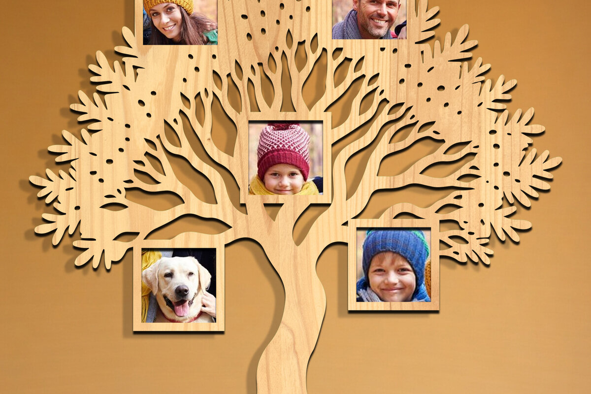 Σετ των 2 Intra απο ξύλο plywood 3mm-4mm πάχος - Οικογενειακό δέντρο Κορνίζα φωτογραφιών  Δίασταση 20x25 cm INTRAFABR-119465358