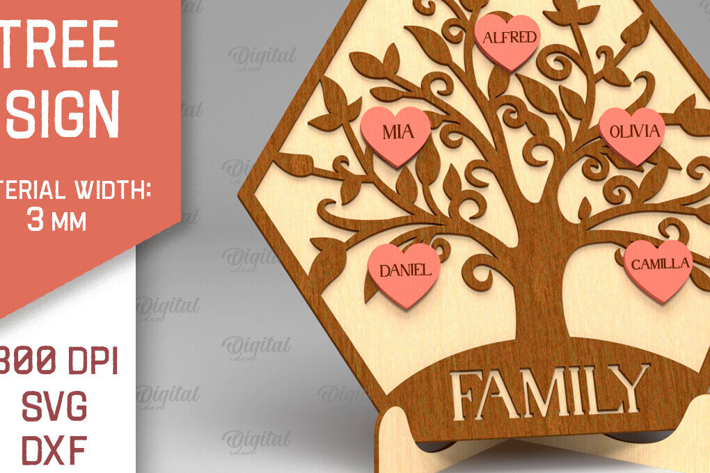 Intra απο ξύλο plywood 3mm-4mm πάχος - Σημάδι οικογενειακού δέντρου. 3D Laser Cut  Δίασταση 30x20 cm INTRAFABR-91118830