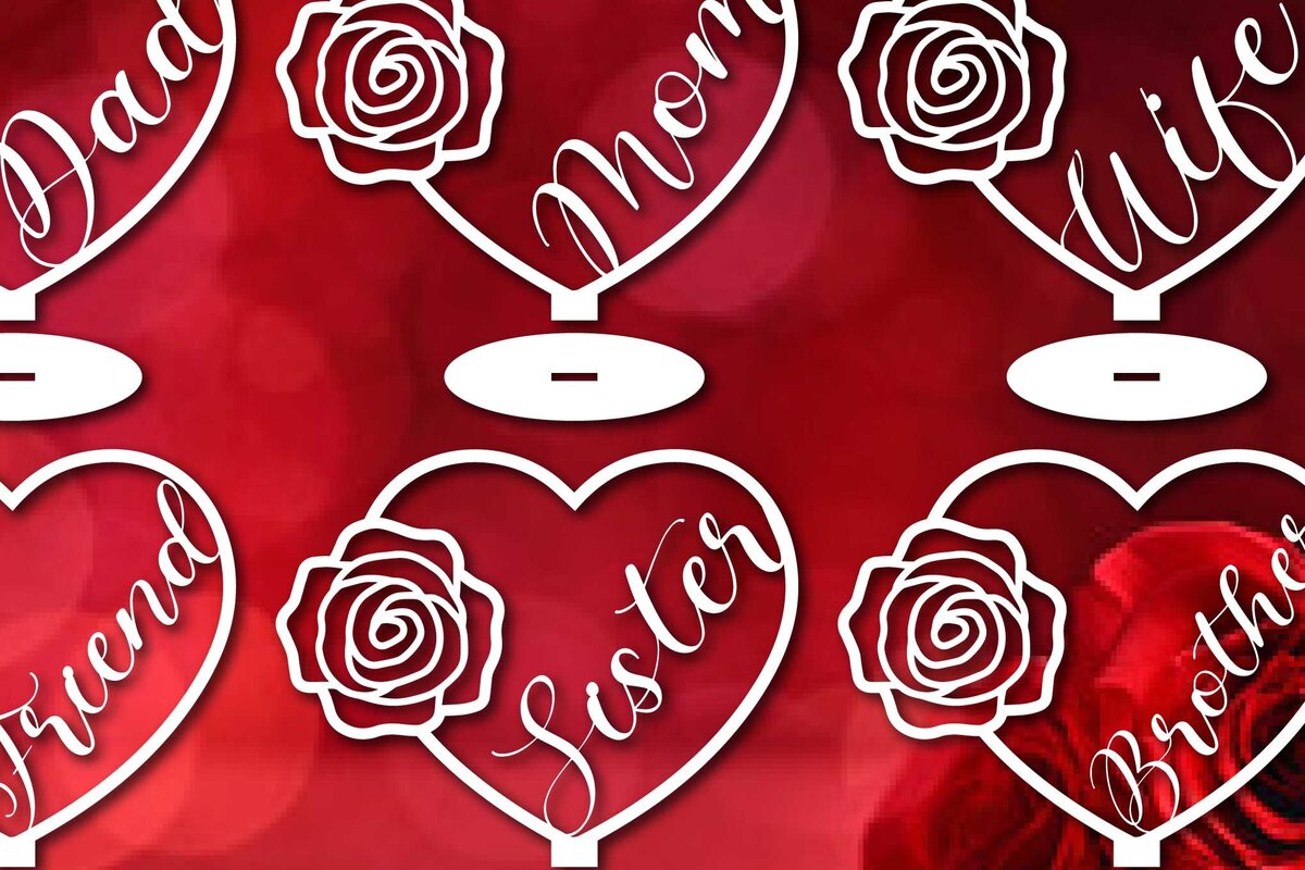 Σετ των 2 Intra απο ξύλο plywood 3mm-4mm πάχος - Πακέτο  Family Decorations Valentine Δίασταση 25x25 cm INTRAFABR-58104701