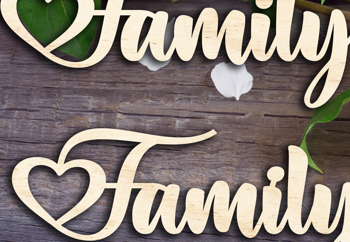 Σετ των 2 Intra απο ξύλο plywood 3mm-4mm πάχος - Οικογενειακή Λέξη Δίασταση 20x20 cm INTRAFABR-30292136