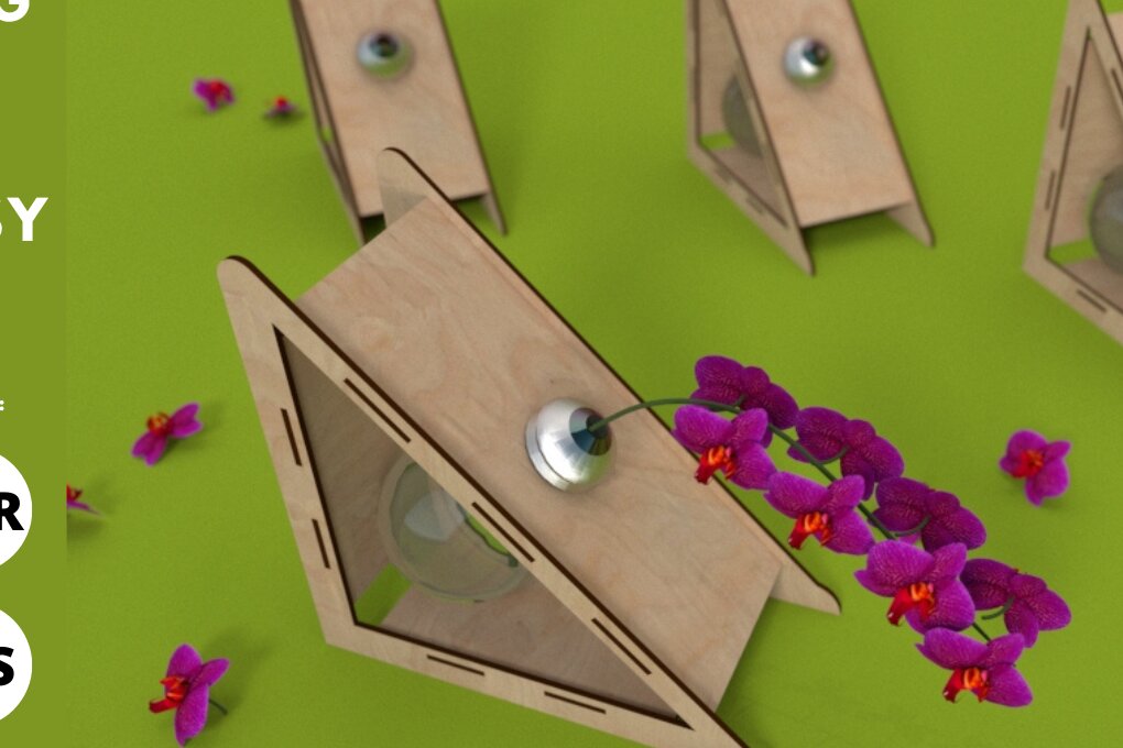 Σετ των 2 Intra απο ξύλο plywood 3mm-4mm πάχος -  Φαντασίας Γλάστρα |  Laser Cut Δίασταση 20x20 cm INTRAFABR-78956485