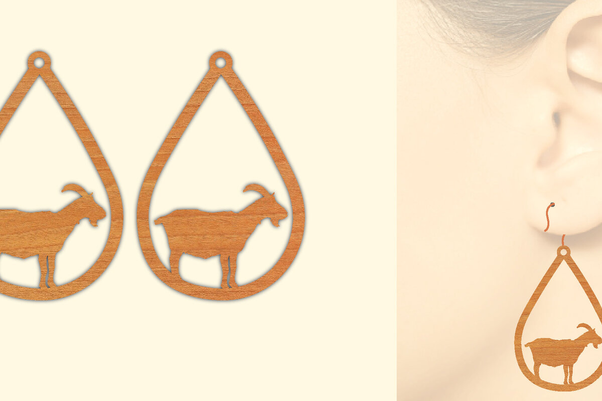 Σετ των 3 Intra απο ξύλο plywood 3mm-4mm πάχος - Ξύλινα σκουλαρίκια Farm Animal Κατσικίσια  Δίασταση 3x3 cm INTRAFABR-70641664