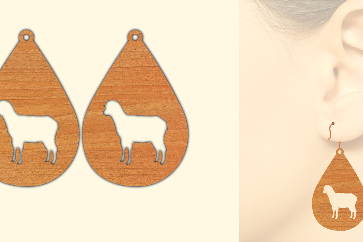 Σετ των 3 Intra απο ξύλο plywood 3mm-4mm πάχος - Ξύλινα σκουλαρίκια Farm Animal Goat  Δίασταση 3x3 cm INTRAFABR-70641423