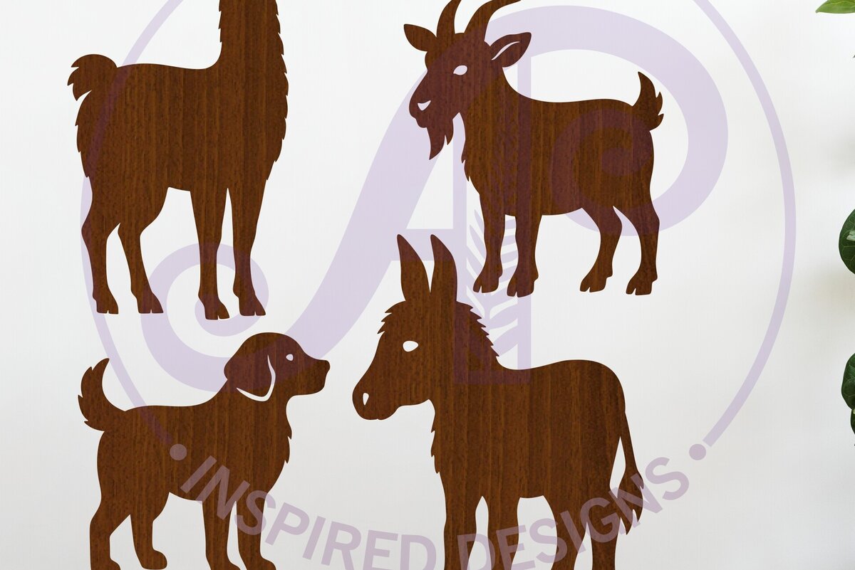 Σετ των 2 Intra απο ξύλο plywood 3mm-4mm πάχος - σιλουέτας ζώων φάρμας Δίασταση 30x20 cm INTRAFABR-124429334
