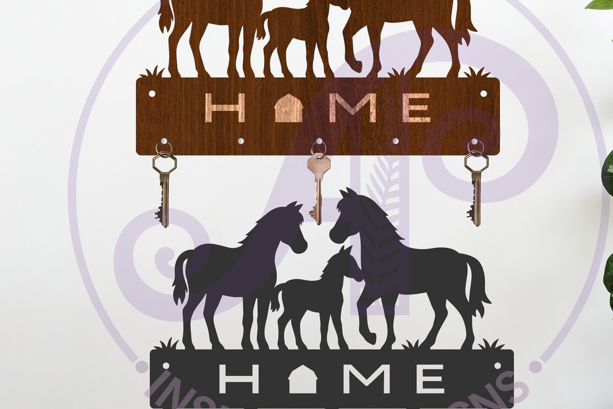 Intra απο ξύλο plywood 3mm-4mm πάχος - Σχέδια λαβής κλειδιού Farm Horse Cut Laser Δίασταση 30x20 cm INTRAFABR-124552205