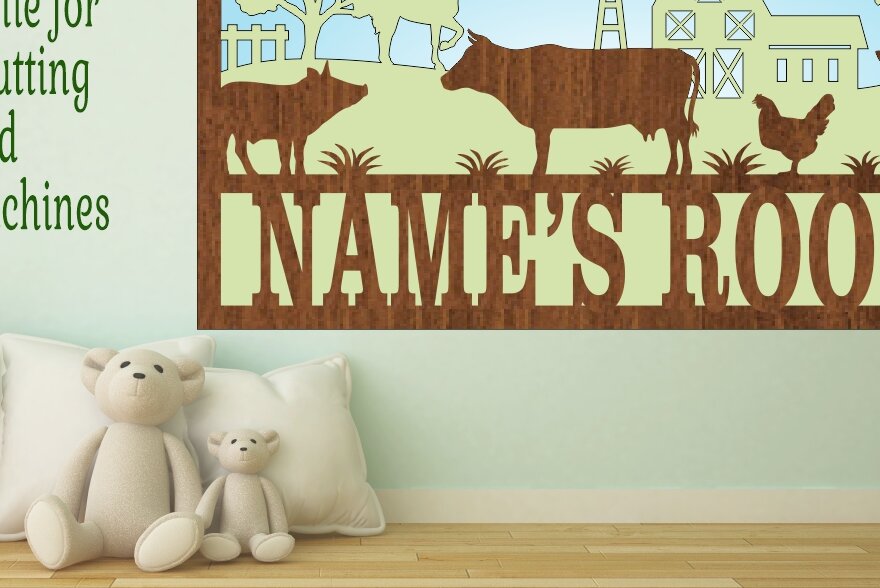 Intra απο ξύλο plywood 3mm-4mm πάχος -  αποκοπής σχεδίασης 3 επιπέδων  Farm Sign Δίασταση 30x20 cm INTRAFABR-70233386