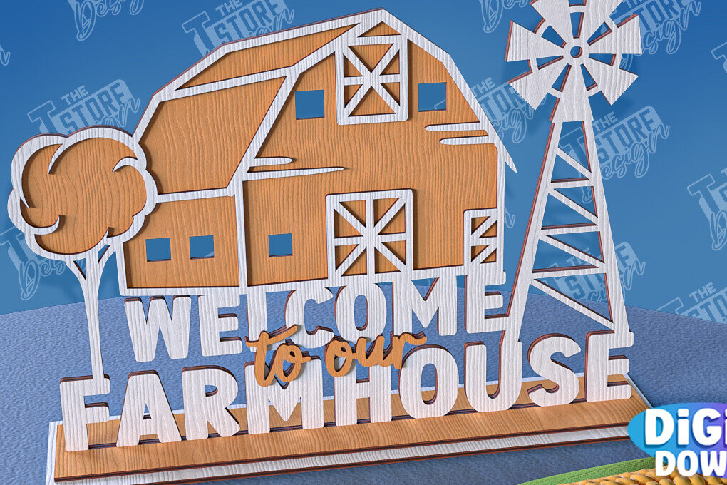 Σετ των 2 Intra απο ξύλο plywood 3mm-4mm πάχος - Αγρόκτημα 3D Standing Decor  Δίασταση 30x20 cm INTRAFABR-95655072