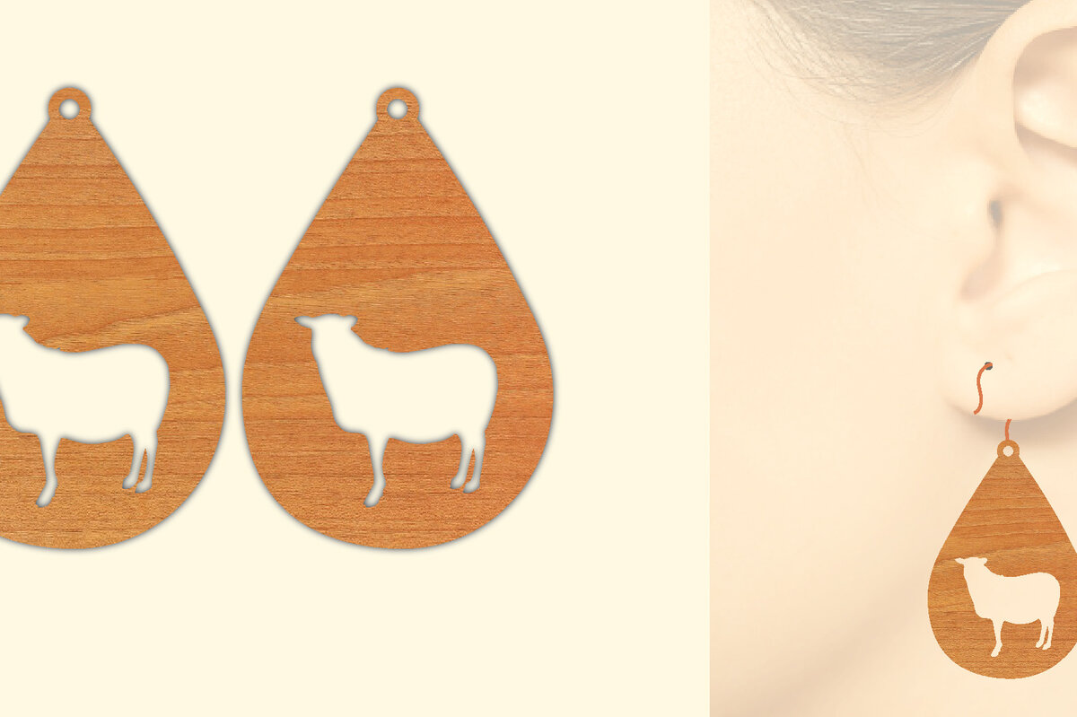 Σετ των 3 Intra απο ξύλο plywood 3mm-4mm πάχος - Ξύλινα σκουλαρίκια Farmhouse Animal Wood  Δίασταση 3x3 cm INTRAFABR-70641758