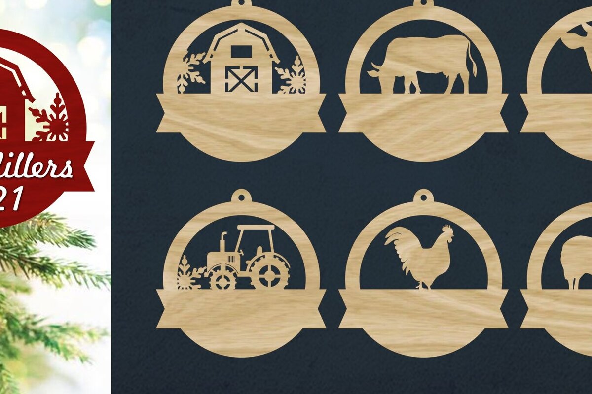 Σετ των 3 Intra απο ξύλο plywood 3mm-4mm πάχος - Χριστουγεννιάτικα στολίδια αγροικίας Δίασταση 6x6 cm INTRAFABR-123148601