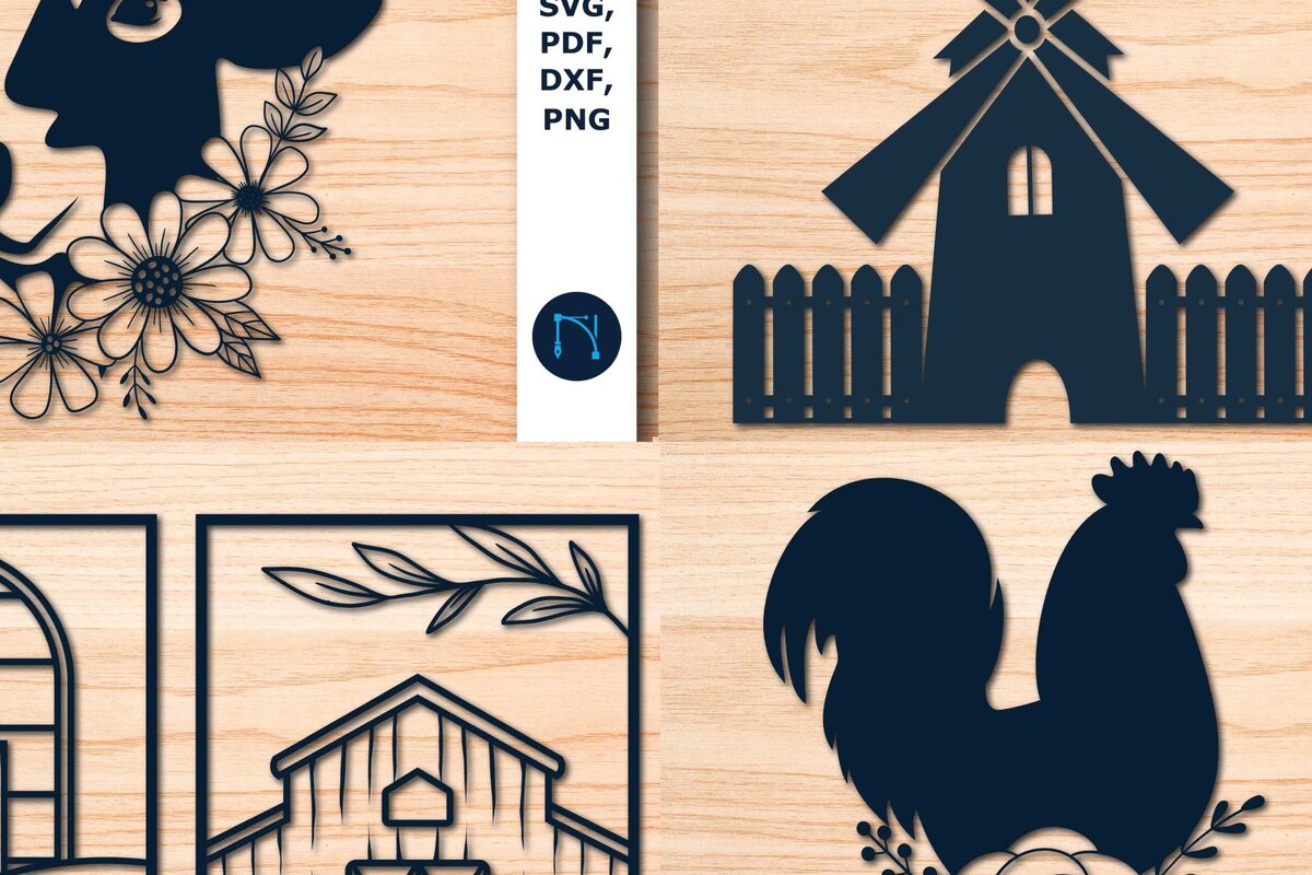 Σετ των 2 Intra απο ξύλο plywood 3mm-4mm πάχος - Διακόσμηση αγροικίας Πακέτο  με  Δίασταση 20x20 cm INTRAFABR-69107639