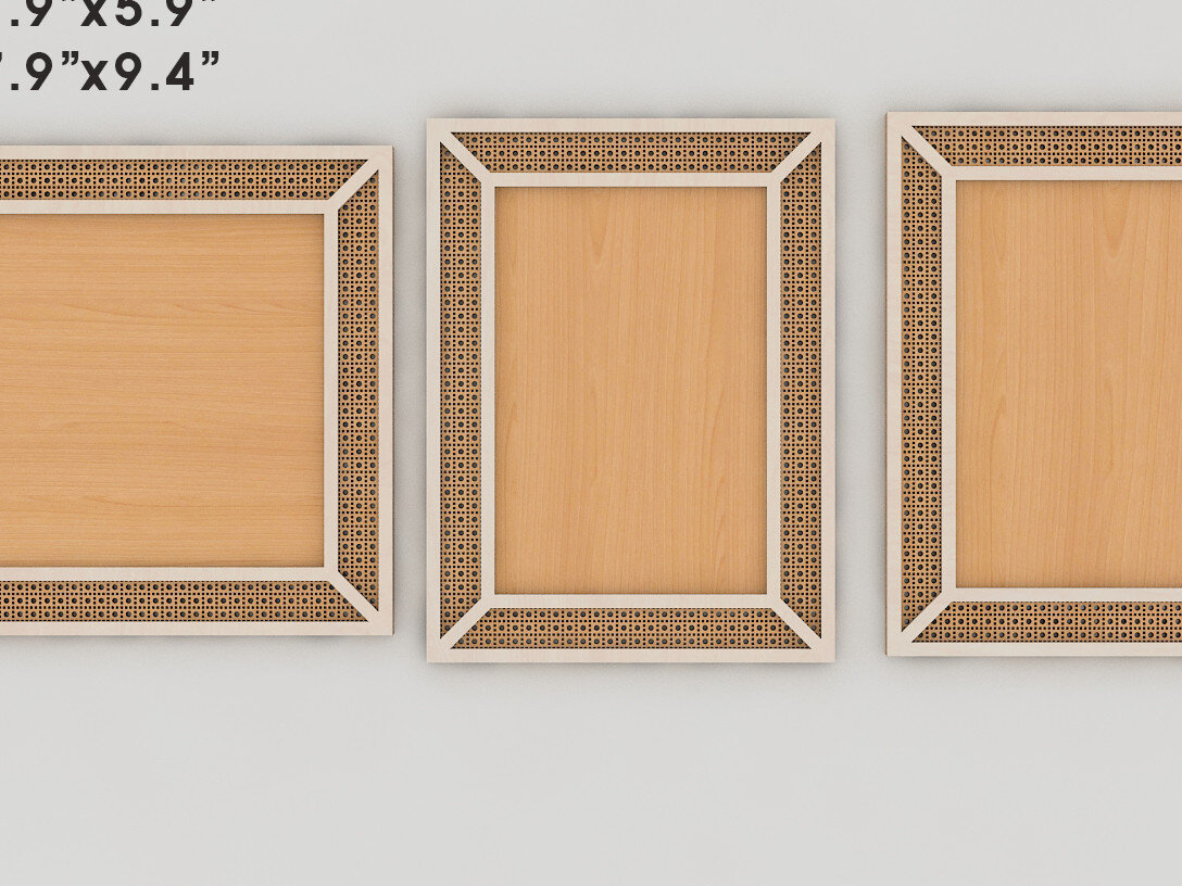 Σετ των 2 Intra απο ξύλο plywood 3mm-4mm πάχος - Κορνίζα Farmhouse / Rattan Cane Frames 242 Δίασταση 20x25 cm INTRAFABR-53996590