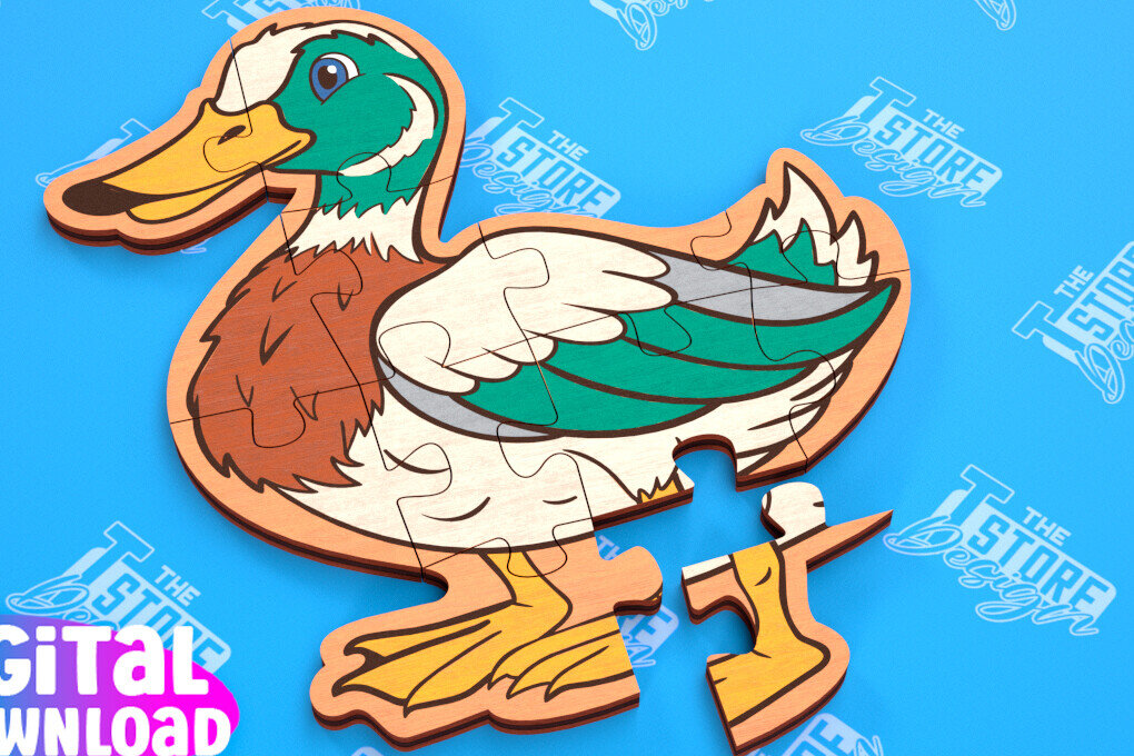 Intra απο ξύλο plywood 3mm-4mm πάχος - Παζλ Αγροικία | Duck Shape Puzzle|CNC Δίασταση 30x20 cm INTRAFABR-103704084