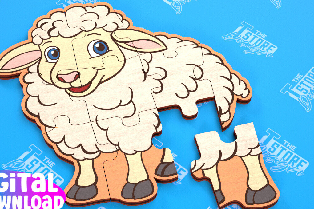 Intra απο ξύλο plywood 3mm-4mm πάχος - Παζλ Αγροικία | Παζλ σε σχήμα προβάτου Δίασταση 30x20 cm INTRAFABR-103704049