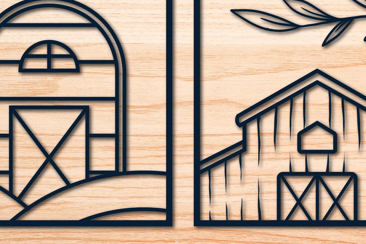 Σετ των 2 Intra απο ξύλο plywood 3mm-4mm πάχος - Διακόσμηση τοίχου αγροικίας  με  Δίασταση 20x20 cm INTRAFABR-69104309