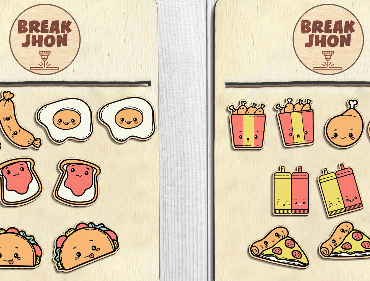 Σετ των 3 Intra απο ξύλο plywood 3mm-4mm πάχος - Πακέτο Σκουλαρίκια Fast Food Stud  Δίασταση 3x3 cm INTRAFABR-97026009