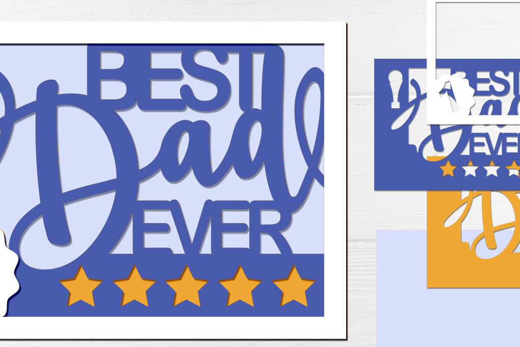 Σετ των 3 Intra απο ξύλο plywood 3mm-4mm πάχος - Fathers Day 3d Shadow Box, Dad Card  Δίασταση 5x7 cm INTRAFABR-71087250