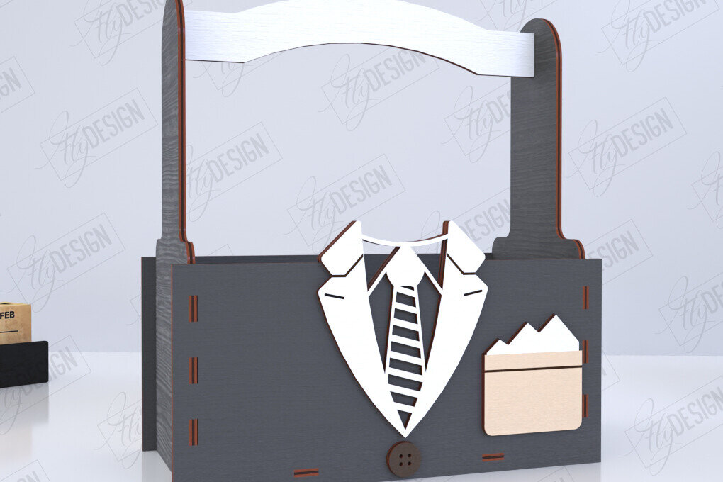 Σετ των 2 Intra απο ξύλο plywood 3mm-4mm πάχος - Κουτί για την Ημέρα του Πατέρα | Κουτί αποθήκευσης | Δώρο Δίασταση 15x15 cm INTRAFABR-118896403