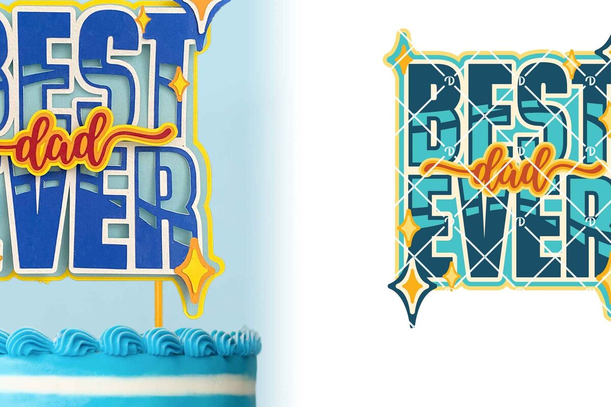Intra απο ξύλο plywood 3mm-4mm πάχος - Fathers Day Cake Topper 3D Best Dad Ever Δίασταση 714x714 cm INTRAFABR-120484688