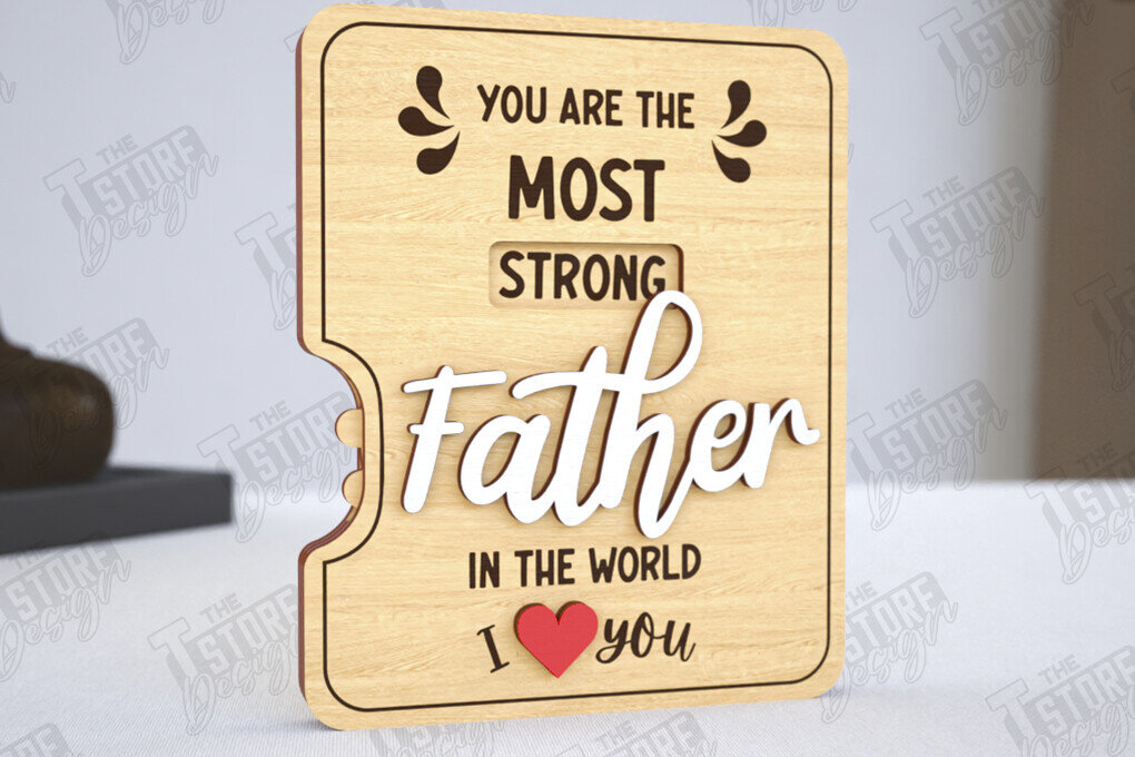 Σετ των 2 Intra απο ξύλο plywood 3mm-4mm πάχος - Κάρτα για τη γιορτή του πατέρα | Ιδέες για δώρα παππού Δίασταση 10x15 cm INTRAFABR-119121103