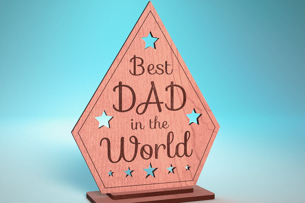 Σετ των 2 Intra απο ξύλο plywood 3mm-4mm πάχος - Κάρτα για τη γιορτή του πατέρα | Ευχετήρια κάρτα | CNC Δίασταση 10x15 cm INTRAFABR-119310029