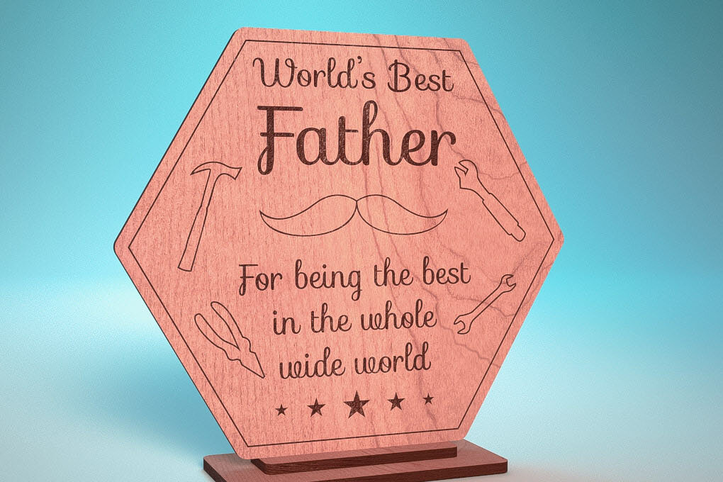 Σετ των 2 Intra απο ξύλο plywood 3mm-4mm πάχος - Κάρτα για τη γιορτή του πατέρα | Ευχετήρια κάρτα | CNC Δίασταση 10x15 cm INTRAFABR-119310030