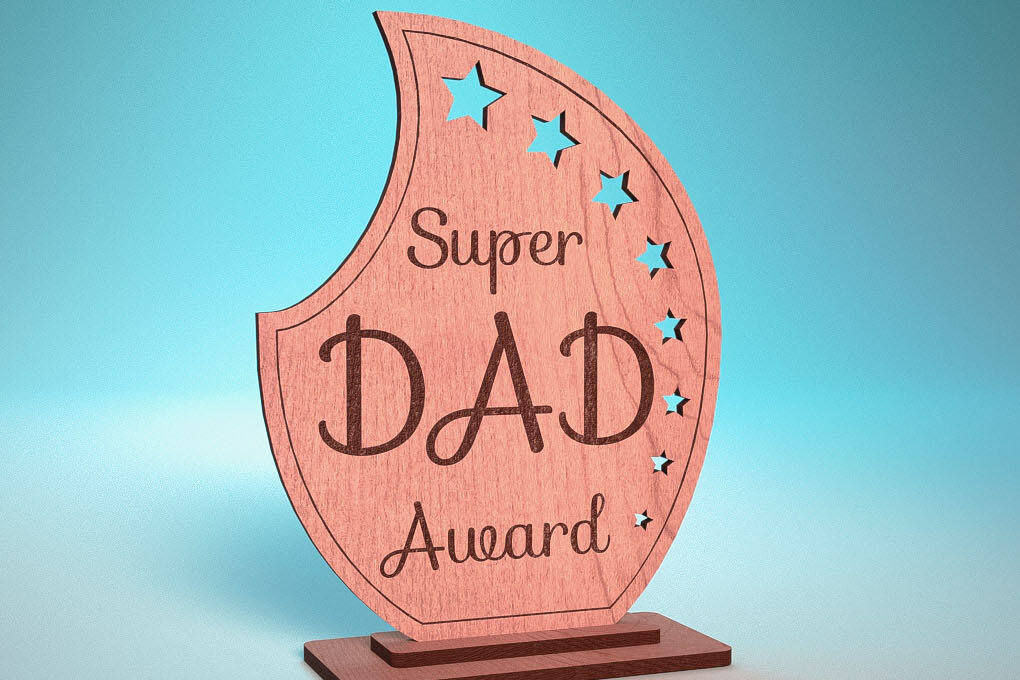 Σετ των 2 Intra απο ξύλο plywood 3mm-4mm πάχος - Κάρτα για τη γιορτή του πατέρα | Ευχετήρια κάρτα | CNC Δίασταση 10x15 cm INTRAFABR-119310028