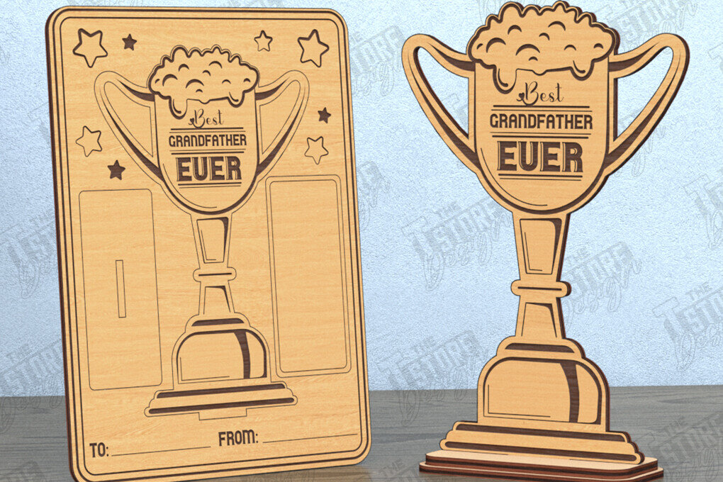 Σετ των 2 Intra απο ξύλο plywood 3mm-4mm πάχος - Κάρτα για τη γιορτή του πατέρα | Ευχετήρια κάρτα | Δώρο Δίασταση 10x15 cm INTRAFABR-119307090