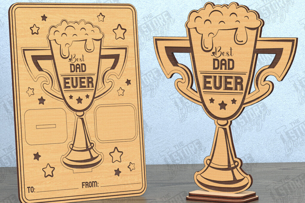 Σετ των 3 Intra απο ξύλο plywood 3mm-4mm πάχος - Κάρτα για τη γιορτή του πατέρα | Ευχετήρια κάρτα | Δώρο Δίασταση 10x15 cm INTRAFABR-119307089