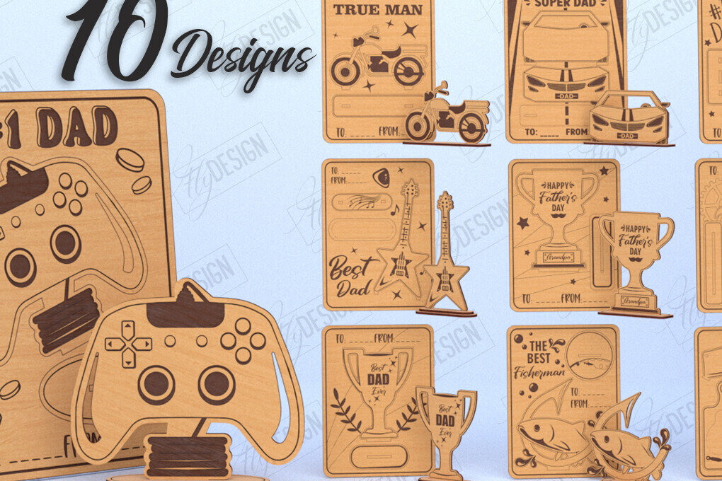 Intra απο ξύλο plywood 3mm-4mm πάχος - Πακέτο κοπής με λέιζερ για κάρτα για τη γιορτή του πατέρα | CNC Δίασταση 10x15 cm INTRAFABR-119961432