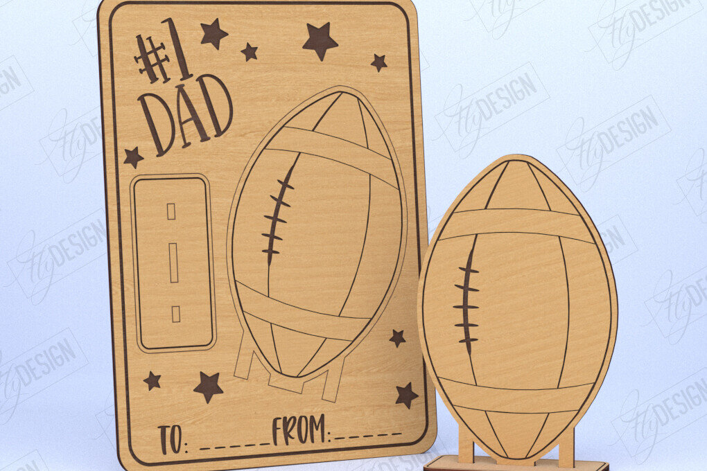 Σετ των 2 Intra απο ξύλο plywood 3mm-4mm πάχος - Κάρτα για την Ημέρα του Πατέρα  | Ιδέα δώρου Δίασταση 10x15 cm INTRAFABR-119961367