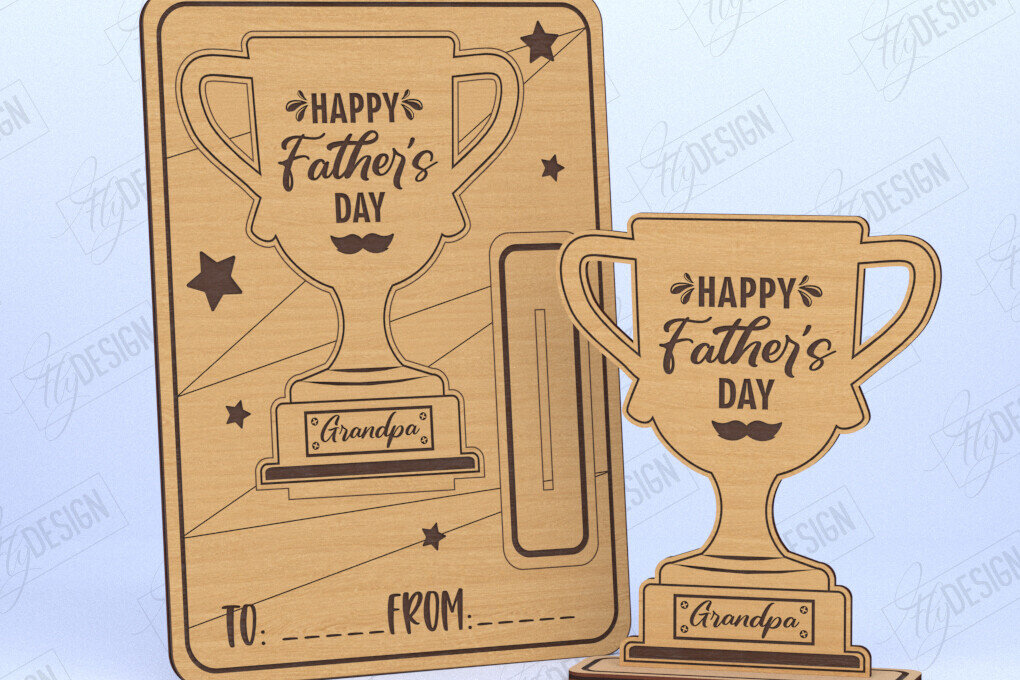 Σετ των 2 Intra απο ξύλο plywood 3mm-4mm πάχος - Κάρτα για την Ημέρα του Πατέρα  | Ιδέα δώρου Δίασταση 10x15 cm INTRAFABR-119961194