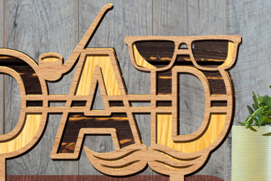 Σετ των 2 Intra απο ξύλο plywood 3mm-4mm πάχος - Ημέρα του πατέρα Sign Dad Laser Cut  Δίασταση 30x20 cm INTRAFABR-97528358