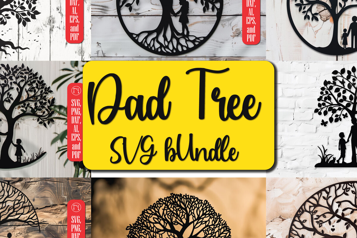 Σετ των 3 Intra απο ξύλο plywood 3mm-4mm πάχος - Πακέτο  για την ημέρα του πατέρα Dad Tree Δίασταση 4x4 cm INTRAFABR-97891837