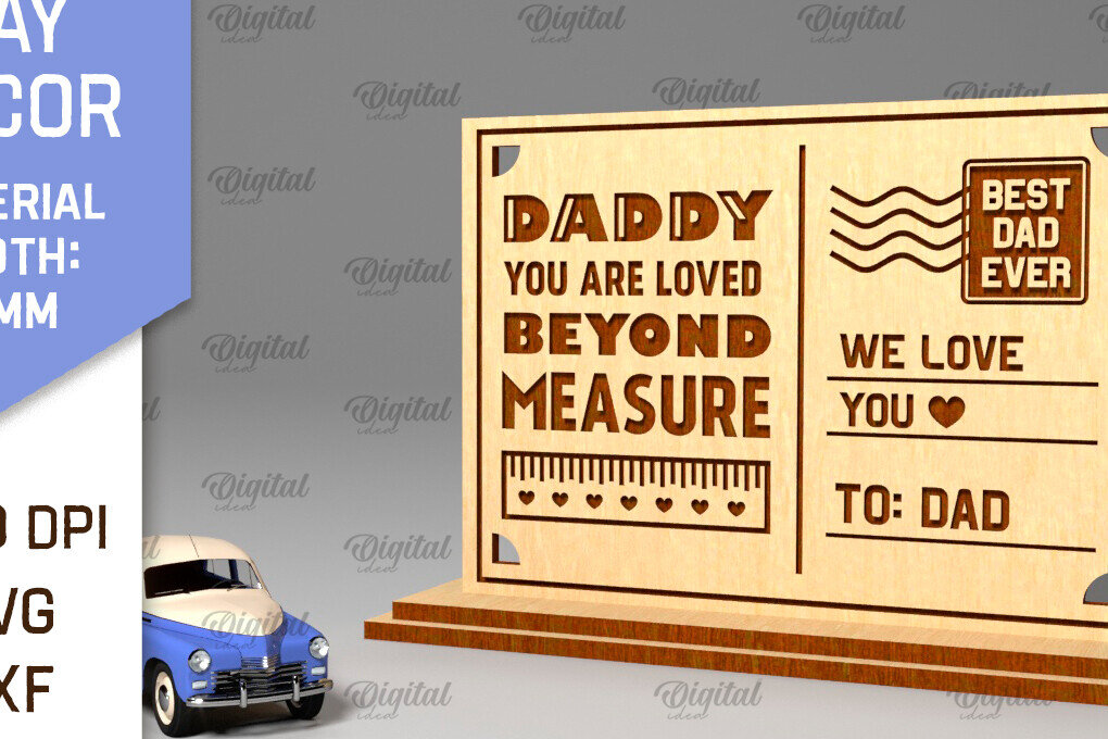 Σετ των 2 Intra απο ξύλο plywood 3mm-4mm πάχος - Διακόσμηση για την Ημέρα του Πατέρα Laser Cut  Δίασταση 30x20 cm INTRAFABR-96280341