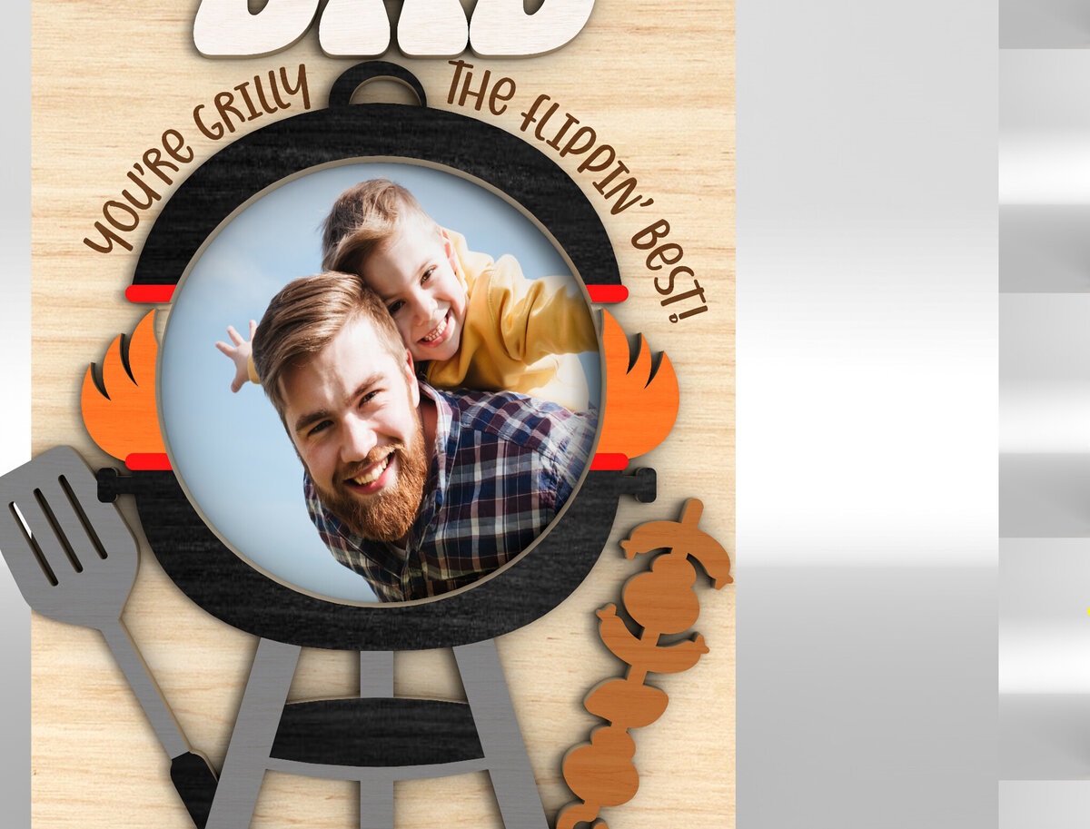 Σετ των 2 Intra απο ξύλο plywood 3mm-4mm πάχος - Κορνίζα φωτογραφιών με μαγνήτη ψυγείου για τη γιορτή του πατέρα Δίασταση 20x25 cm INTRAFABR-100013553