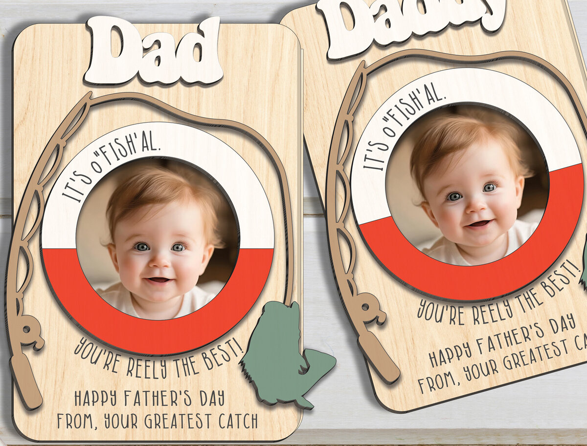 Σετ των 2 Intra απο ξύλο plywood 3mm-4mm πάχος - Κορνίζα φωτογραφιών με μαγνήτη ψυγείου για τη γιορτή του πατέρα Δίασταση 20x25 cm INTRAFABR-95569296