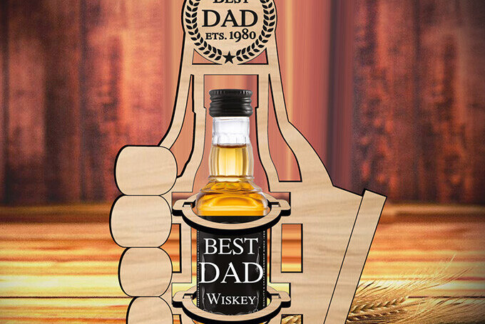 Σετ των 2 Intra απο ξύλο plywood 3mm-4mm πάχος - Δώρο για την Ημέρα του Πατέρα Καλύτερη θήκη για μπουκάλια Δίασταση 20x20 cm INTRAFABR-103594366